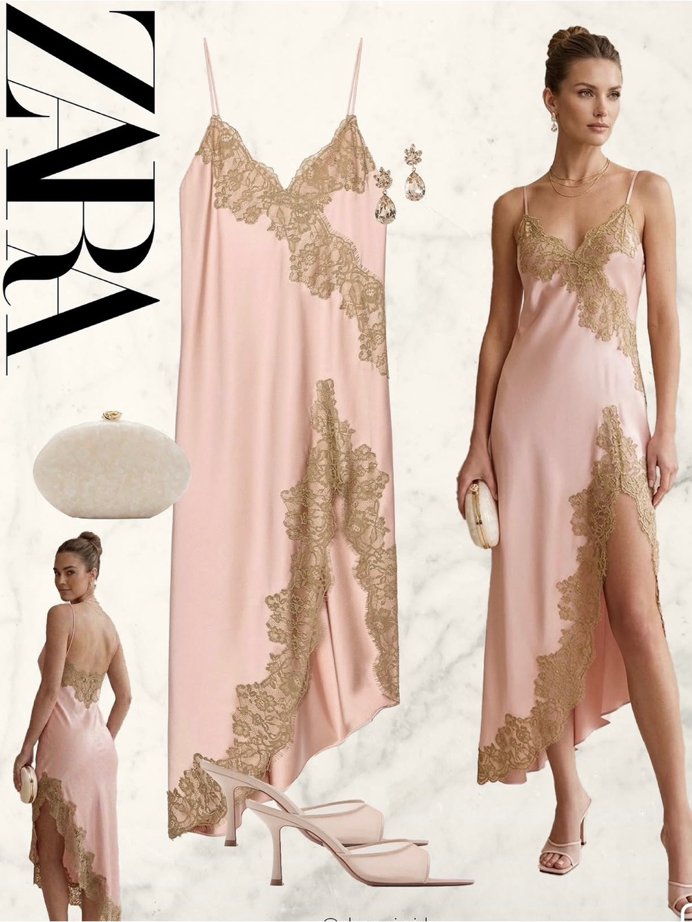 ❣️STUNNING❣️ ZARA ZW COLLECTION SATIN LACE DRESS